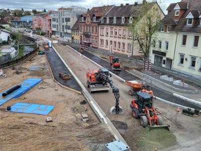 Umbauarbeiten in der Ringstraße und Fontenay-aux-Roses-Platz, aufgenommen April 2024.