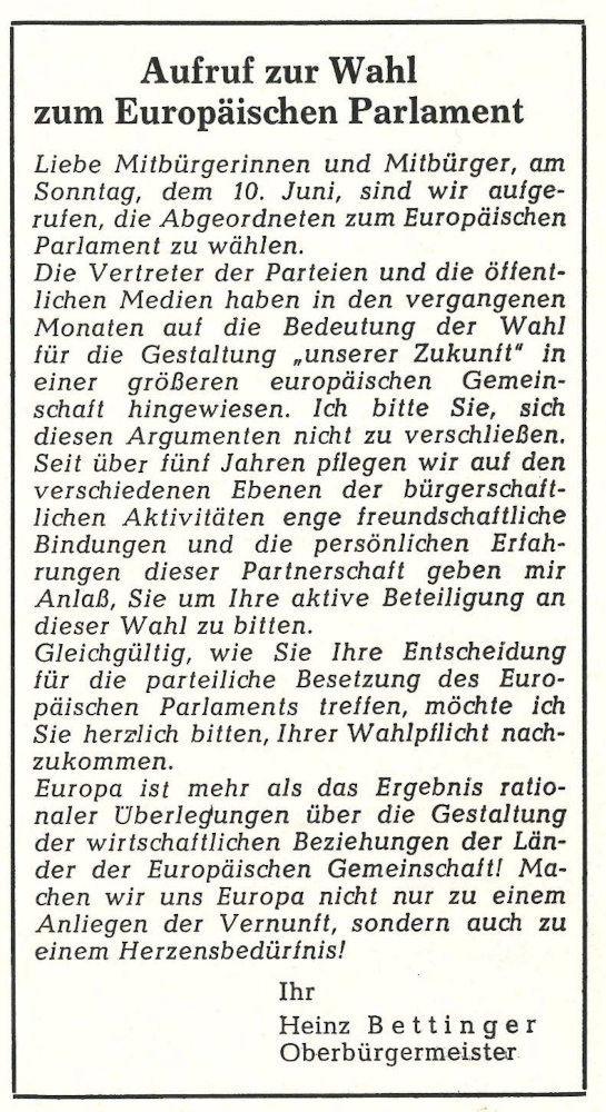 Bekanntmachung zur Europawahl.