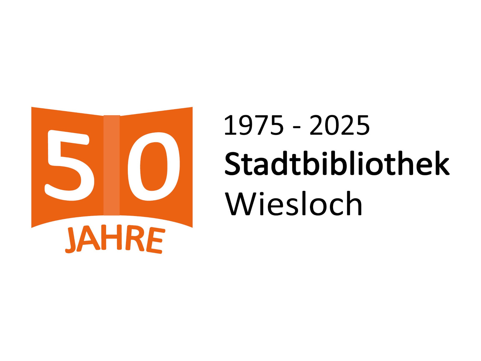 Logo mit Schriftzug 50 Jahre Stadtbibliothek Wiesloch, 1975 bis 2025